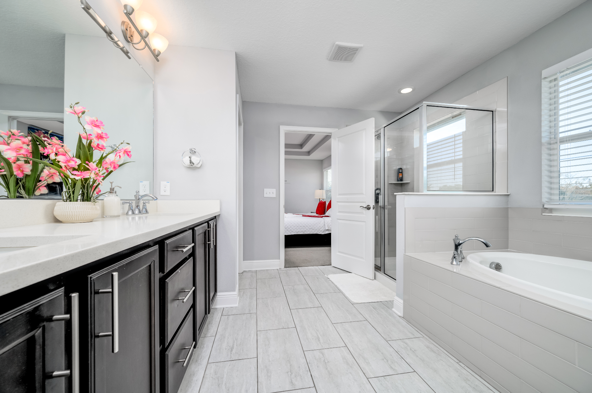 Primary bathroom with soaking tub and shower
