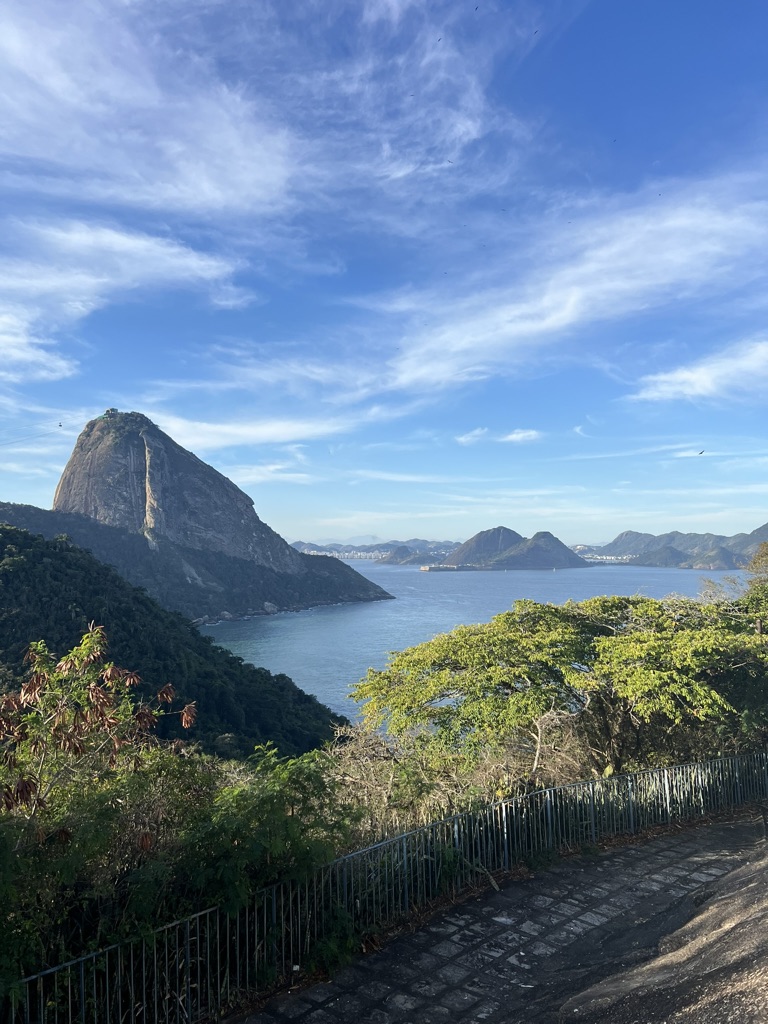 View from the stone path across the bay to Sugar Loaf and the islands